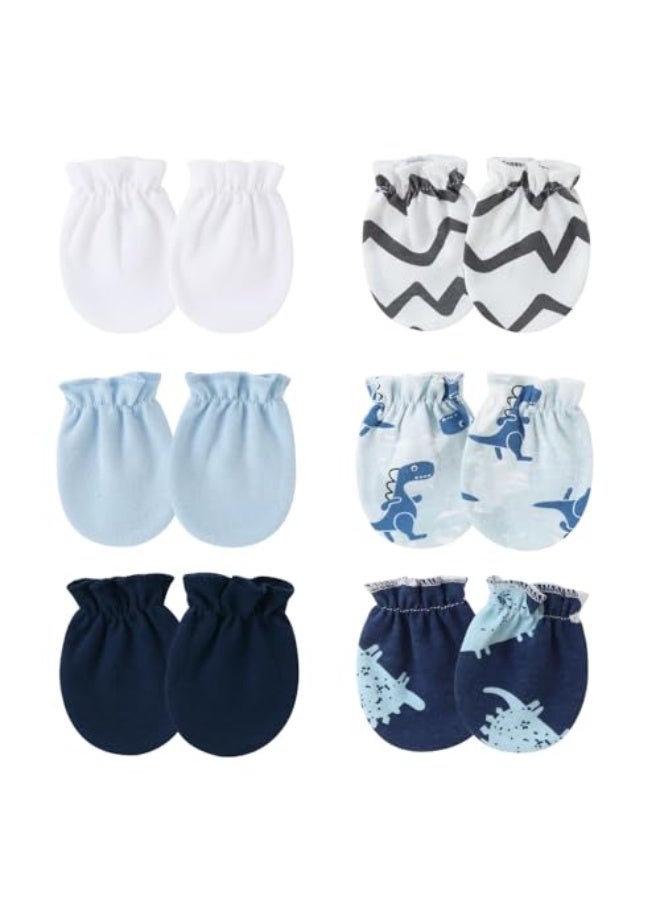 Newborn Gloves, 6 Pairs No Scratch Cotton Mittens for Babies 0-6 Months, Soft Infant Hand Protection for Newborns, Comfortable Baby Essentials for Daily Care - Image 1