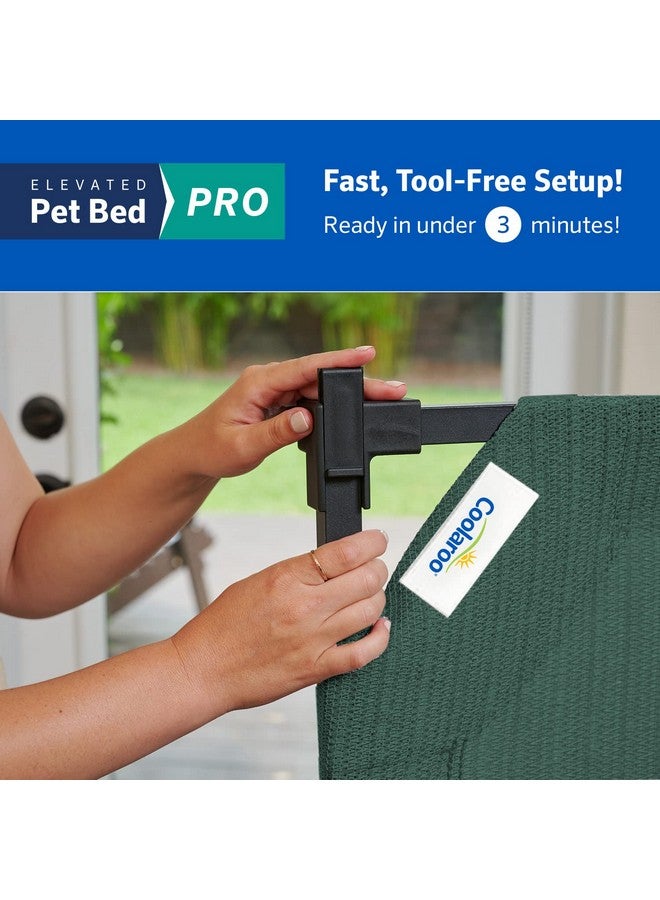 كولارو سرير تبريد مرتفع للكلاب من COOLAROO PRO، قياسي، يناسب قفصًا مقاس 48 بوصة، إطار تجميع سهل، لون أخضر برونزويك. - Image 2