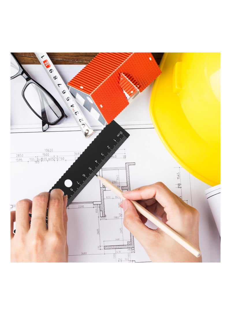 XiuWoo 4Pcs Triangular Scale Ruler Set, Geometric Protractor Mathematical Triangle Aluminum for School and Office Supplies Math Rulers Kids Adults Draftsman (Black) - Image 4