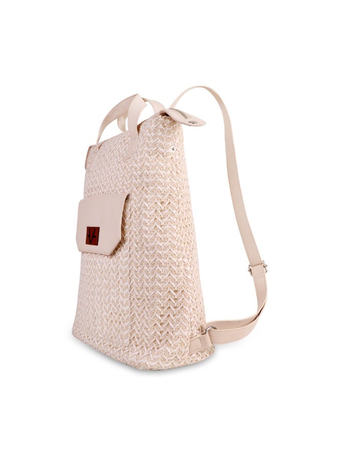 Avake Herring Weave Raffia Lightweight Sustainable Big Back Pack - Image 4
