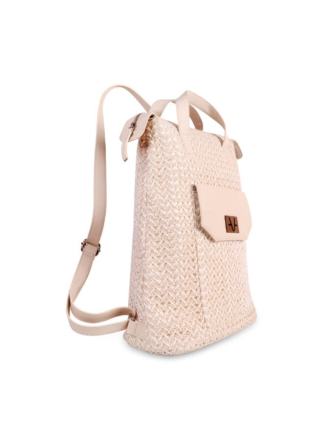 Avake Herring Weave Raffia Lightweight Sustainable Big Back Pack - Image 3
