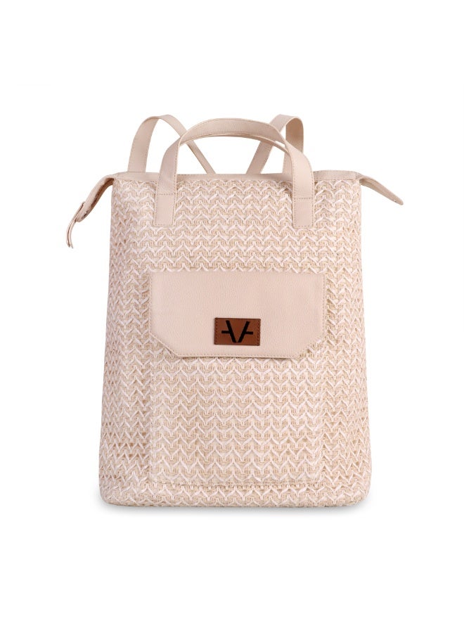 Avake Herring Weave Raffia Lightweight Sustainable Big Back Pack - Image 1