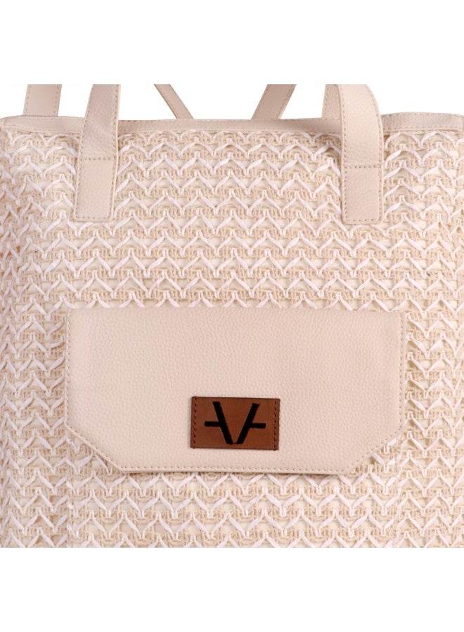 Avake Herring Weave Raffia Lightweight Sustainable Big Back Pack - Image 2