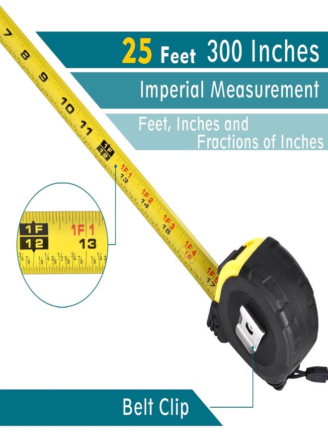 Allwin Tape Measure 25 Ft - Metal Retractable Tape Measure with Fractions, Easy Read, 1-inch Wide X 25 Foot - Light Blue - Image 3