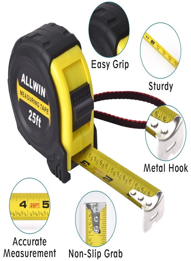 Allwin Tape Measure 25 Ft - Metal Retractable Tape Measure with Fractions, Easy Read, 1-inch Wide X 25 Foot - Light Blue - Image 5