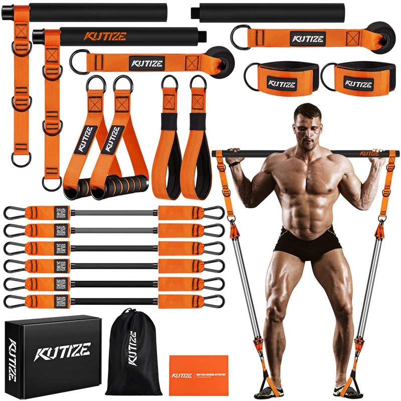 KUTIZE Pilates Bar Kit with Resistance Bands, 330lbs Multifunctinal Exercise Bar with Handles for Abs/Weight Loss, Portable Home Gym Equipment Pilates kit for Full Body Training Men Women - Image 1