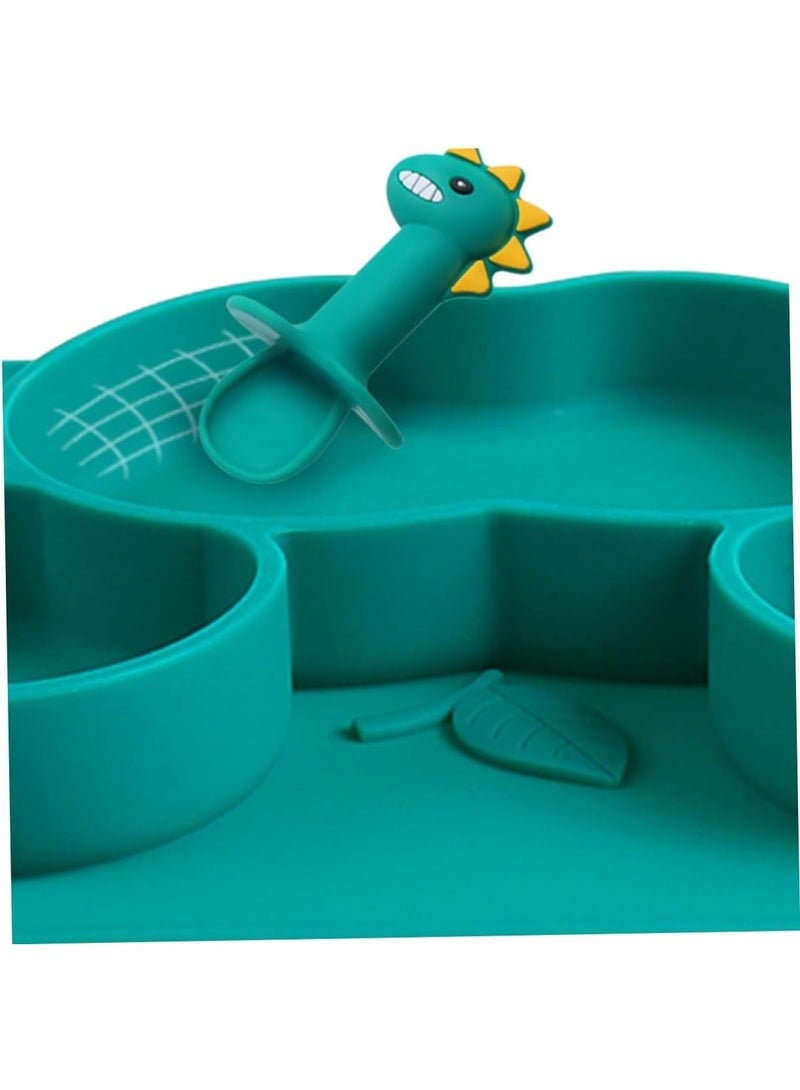 Bukela 1Set Silicone Tableware for Compartment Suction Bowl Spoon Fork Set Durable Design for LED Weaning Nutritional Balance - Image 4