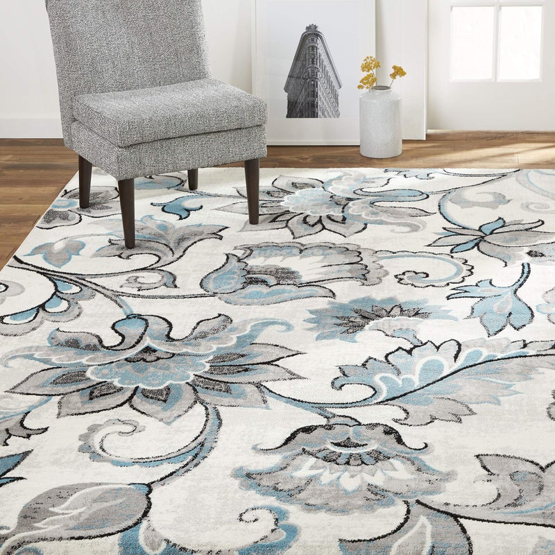 Home Dynamix Boho Odesa Area Rug 79x102 Ikat IvoryBlue