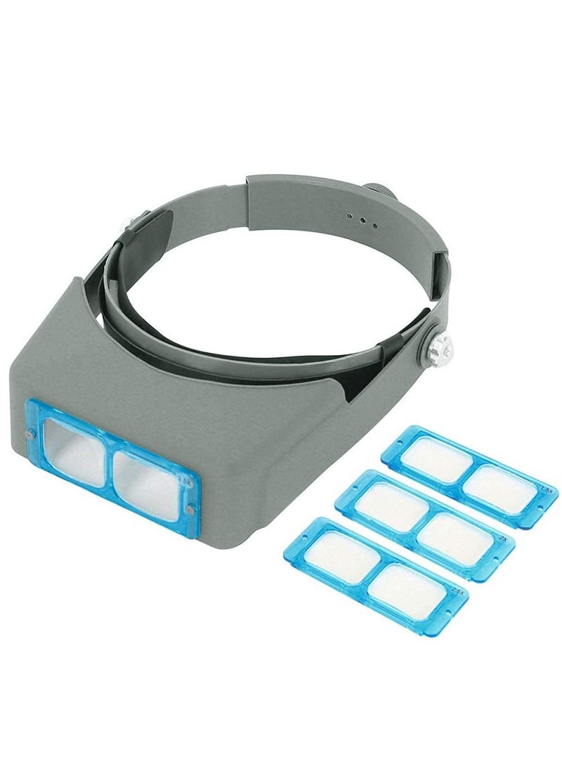 إسكدنيا SYOSI Head Mount Magnifier, Professional Double Lens Headband Jewelry Magnifier Reading Visor Glass Binocular with Magnification-1.5X 2X 2.5X 3.5X for Repair, Crafts - Image 1