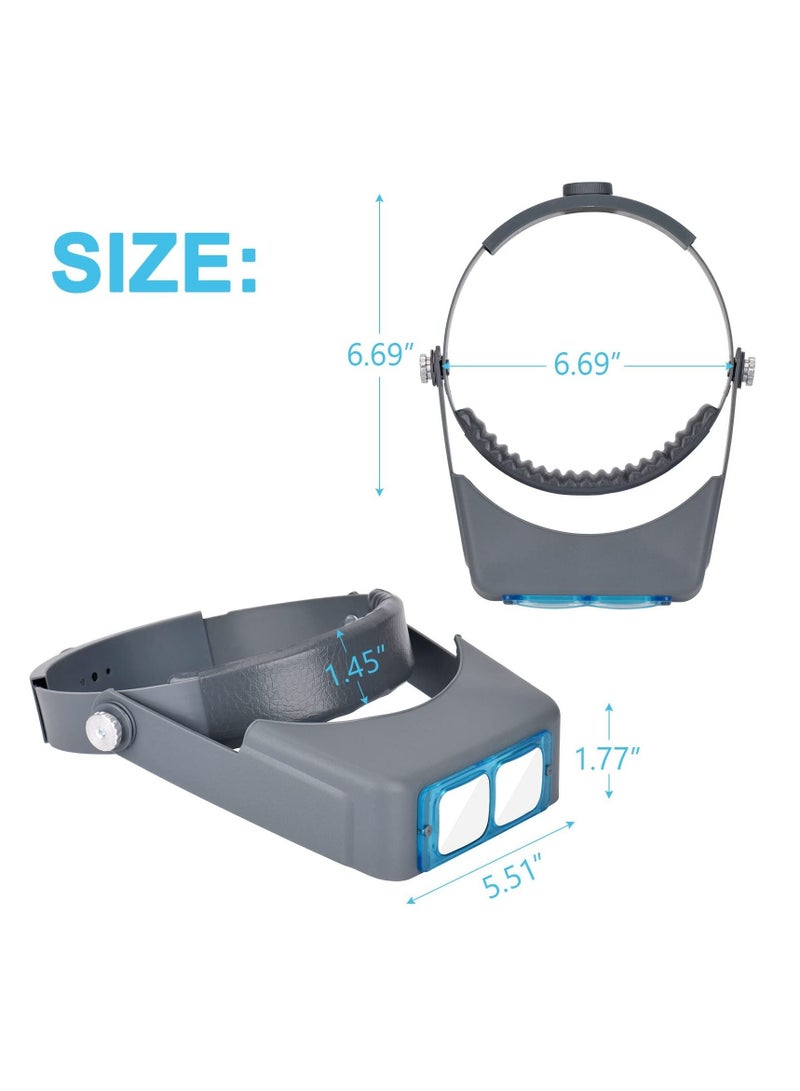 إسكدنيا SYOSI Head Mount Magnifier, Professional Double Lens Headband Jewelry Magnifier Reading Visor Glass Binocular with Magnification-1.5X 2X 2.5X 3.5X for Repair, Crafts - Image 2