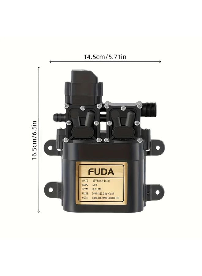 1pc Heavy Duty Dual Motor Water Pump With Built In Pressure Switch Portable Mini Electric Pump For Marine Industrial Aquarium Pool Compact Design Easy Mounting Bracket Installation Durable Construction Reliable Diaphragm - Image 4