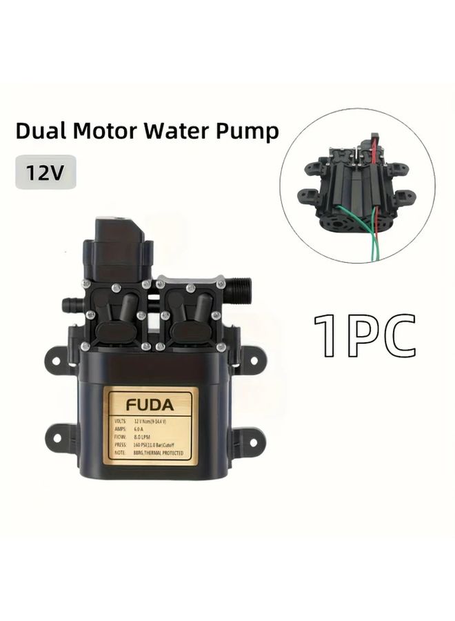 1pc Heavy Duty Dual Motor Water Pump With Built In Pressure Switch Portable Mini Electric Pump For Marine Industrial Aquarium Pool Compact Design Easy Mounting Bracket Installation Durable Construction Reliable Diaphragm - Image 1