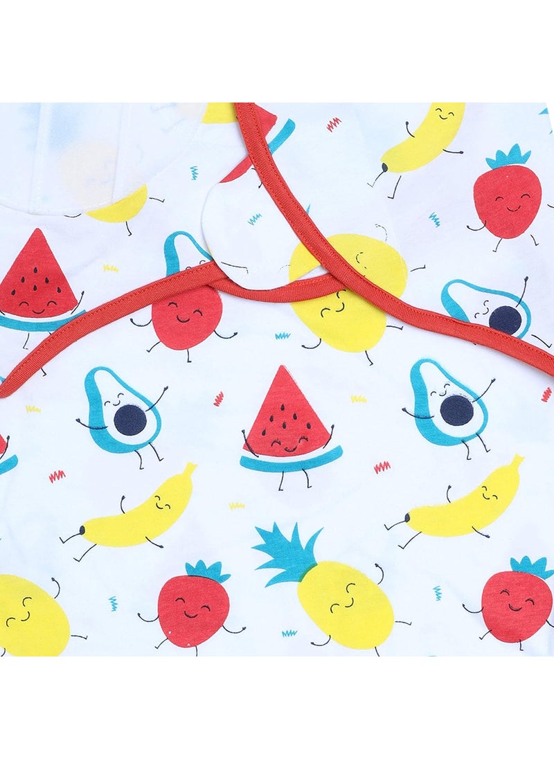 The Mom Store Newborn Baby Swaddle Wrap Soft Adjustable Swaddle Blanket with Cap 03 Months Fruit Print  - Image 3
