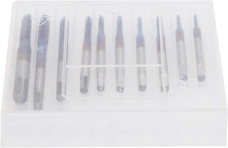 10Pcs Screw Tap Set, Straight Flute Machine Tap Kit in Tungsten Steel, M1 to M3.5 Metric Sizes for Wood Plastic Aluminum, Blue Plated Thread Repair Tool - Image 1