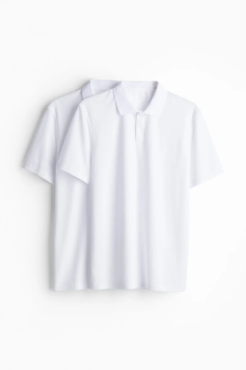 اتش اند ام تي-شيرت بولو رياضي من نسيج دراي موف - عبوة من قطعتين