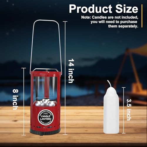 EOXHFNLC Candle Lantern, Decorative 3-Wick Emergency Candlestick Holder for Pillar Candles, Portable Red Warmer Lantern, Camping Gear for Campers Use, Hanging Handheld, NO Candles Included - Image 2