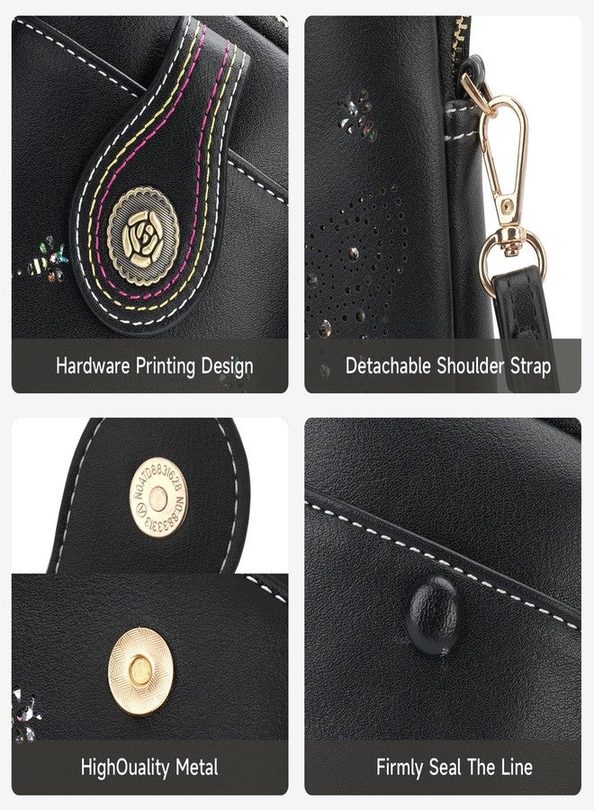KITEVIUN Small Crossbody Bags for Women, Lightweight Mini Cute Cell Phone Purse for Women with Tassel Shining Butterfly, 05-black2, Cute - Image 5