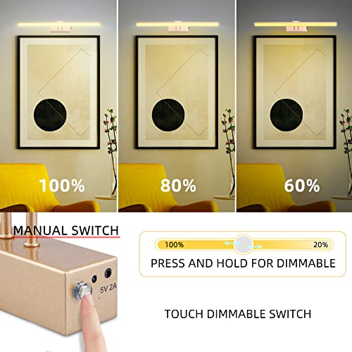 FUNCHDAY Picture Light,Battery Art Lights for Wall,Wireless Remote Painting Light with Timer and Dimmable,16”Metal Display Lighting for Artwork,Portrait,Gallery-Rosegold - Image 4