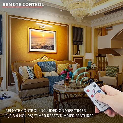 FUNCHDAY Picture Light,Battery Art Lights for Wall,Wireless Remote Painting Light with Timer and Dimmable,16”Metal Display Lighting for Artwork,Portrait,Gallery-Rosegold - Image 3