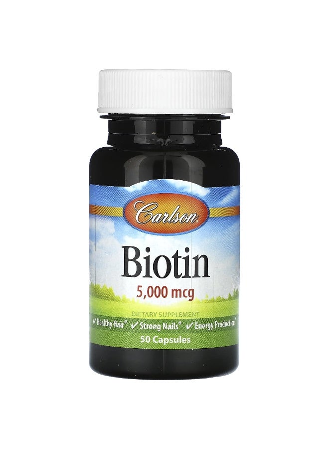 Carlson Carlson, Biotin, 5,000 mcg, 50 Capsules  - Image 1