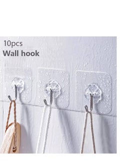 Generic Self-Adhesive Hooks, Pack Of 10. Transparent Adhesive Hooks Without Holes, Suitable For Hanging All Kitchen Utensils  - Image 2