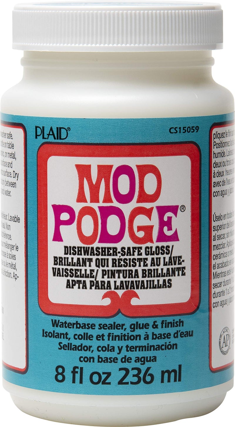 Mod Podge Dishwasher Safe Waterbased Sealer, Glue and Finish (8-Ounce), CS15059 Gloss, 8 Ounce - Image 1