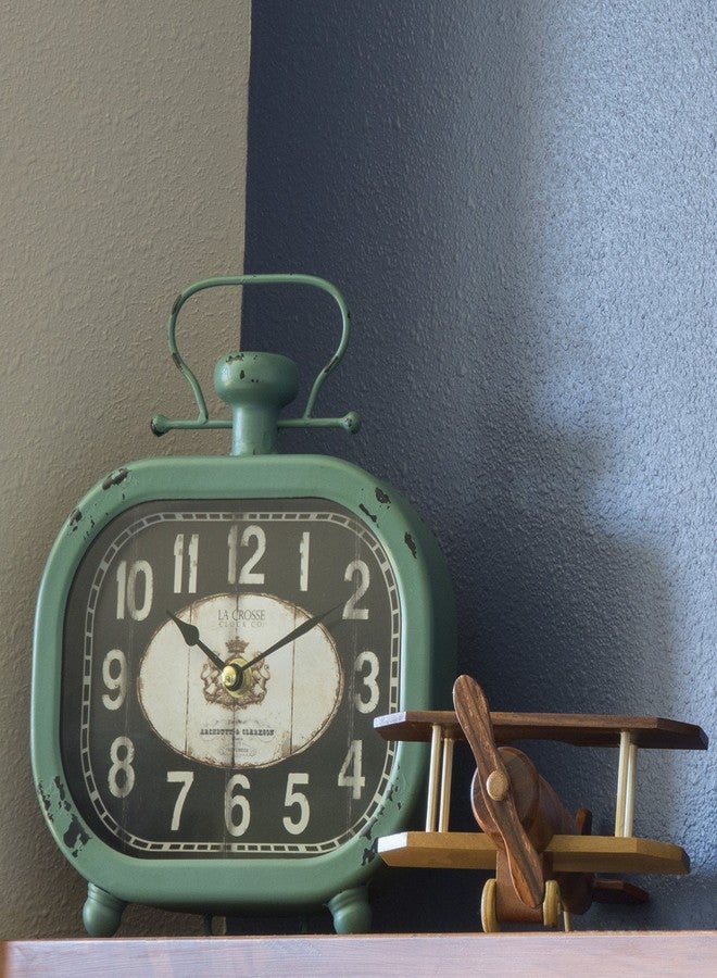La Crosse Technology La Crosse 404-3425 Distressed Teal Metal Clock - Image 4