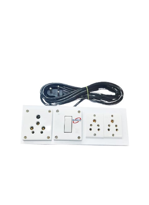 BAHUL Three pin Multi Plug Point 4 Meter Cord Wall 3Socket and 1Switches Multi Outlet Extension Board