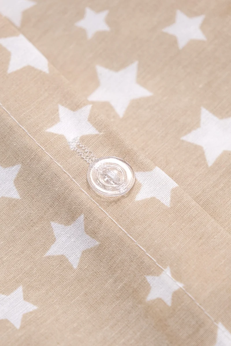 فافورا Star Cotton Single Duvet Cover Set with Elastic Sheets - Mink