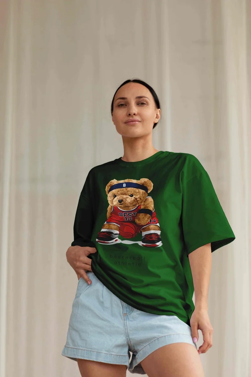 DogFish Women's Dark Green Cotton Crew Neck Crop T-Shirt
