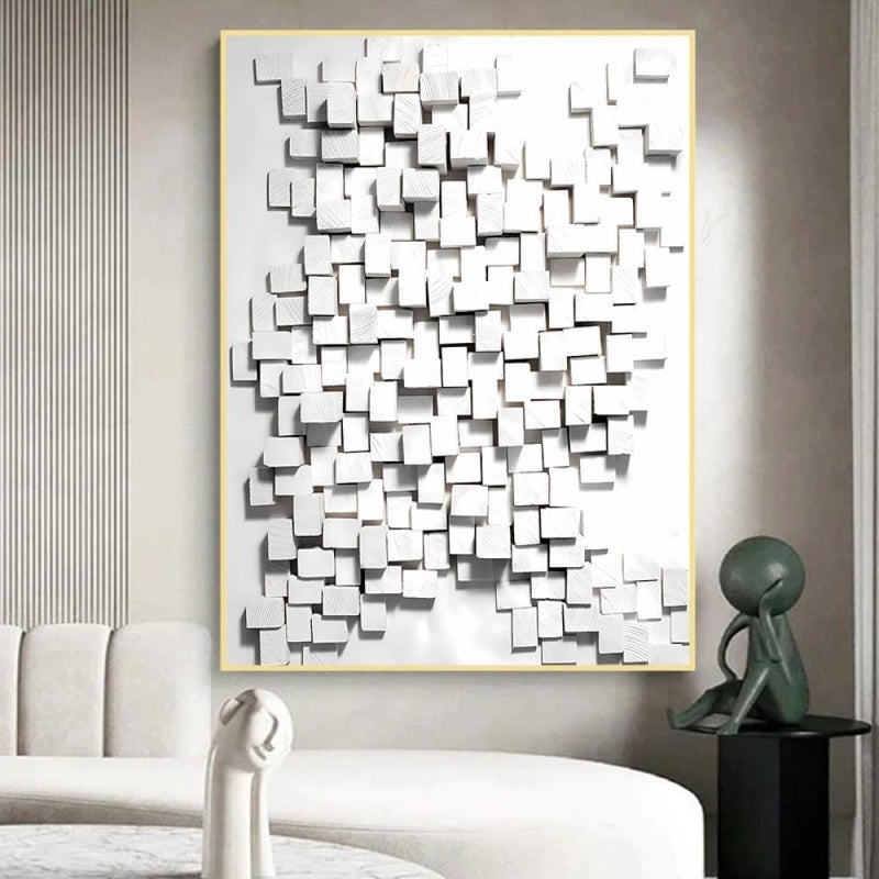 ماركتنا لوحة جداربة قماشية مطبوعة بتصميم اللوحة الجبسية مع برواز مجوف مقاس (40×60) قطعة واحدة - Image 1