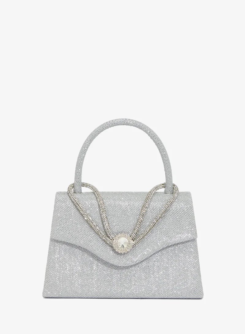 Shimmer Diamonte Rhinestone Embellished Satchel Bag With Top Handle