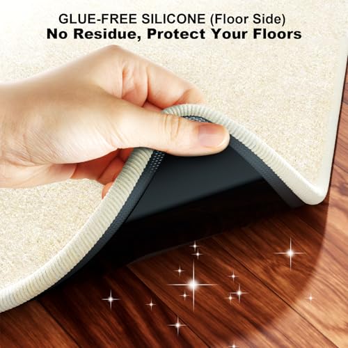 PHIXBEAR Rug Tape 24 Pcs, Strong Hold Anti-Slip Pads, No-Glue Silicone Bottom, Washable & Reusable, Low-Odor, Pre-Cut Corner Triangles & Edge Strips, Keeps Rug Corners/Edges Flat on Hardwood & Tile - Image 5