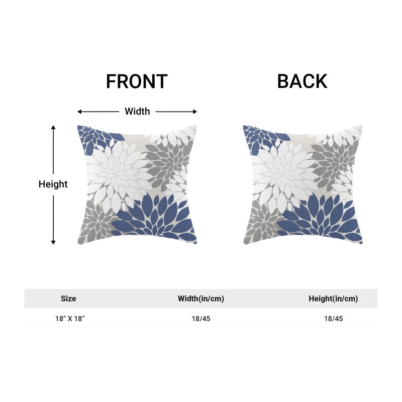 CXMEIFLY Navy Blue White Grey Pillow Covers 18x18 Inch Set of 2 Dahlia Floral Decor Throw Pillows Summer Modern Geometry Flower Outdoor Decorative Cushion Cases for Sofa Couch Bed Decorations - Image 4