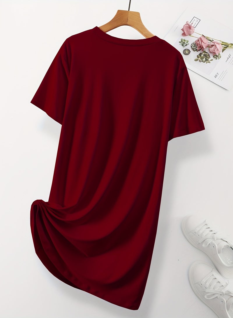 Mesery Dress Cotton Short SleveS-Maron  - Image 2