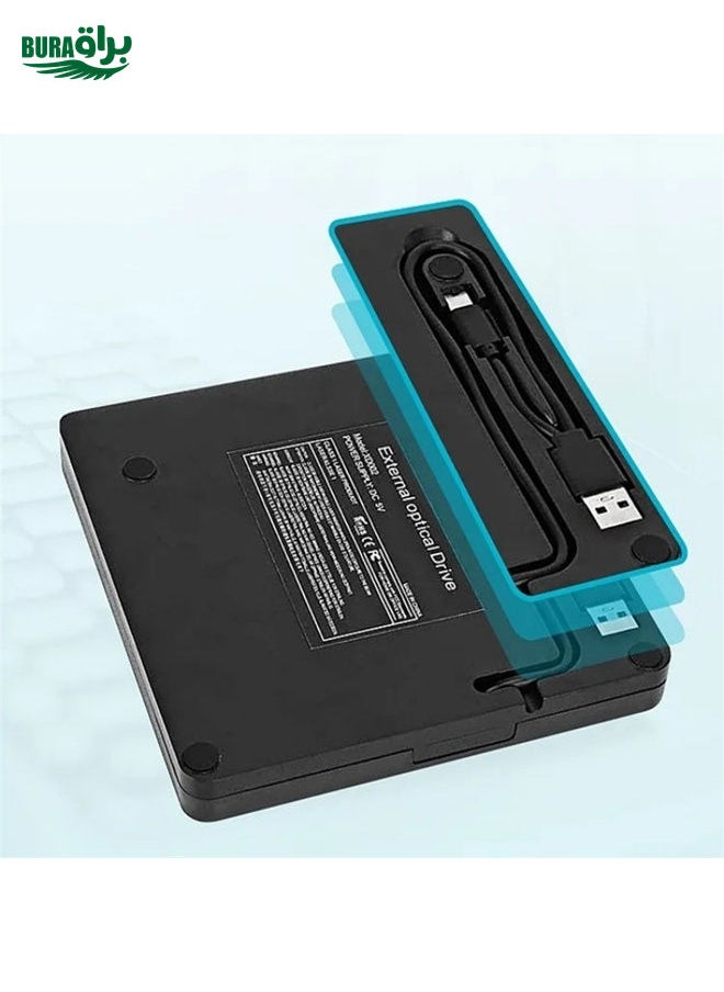 BURAQ XD009 External CD Reader VCD Burner Ultra-thin Design Laptop Computer USB 3.0+Type-C DVD Drive  - Image 5