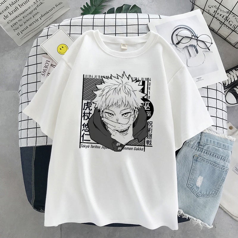 Spell Battle Fashion Large Size Thin Round Neck Short Sleeve For Female Students - Image 3