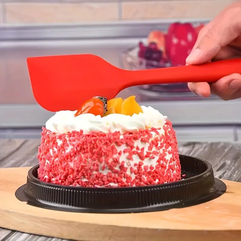 NowExp 5Piece HeatResistant Silicone Spatula Set NonStick BPAFree Seamless OnePiece Design for Cooking Baking and Mixing Red - Image 2
