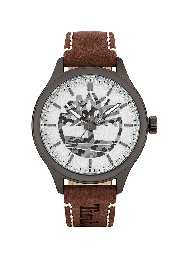 Gilmantont White Dial Brown Leather Strap Analog Watch for Men 44mm