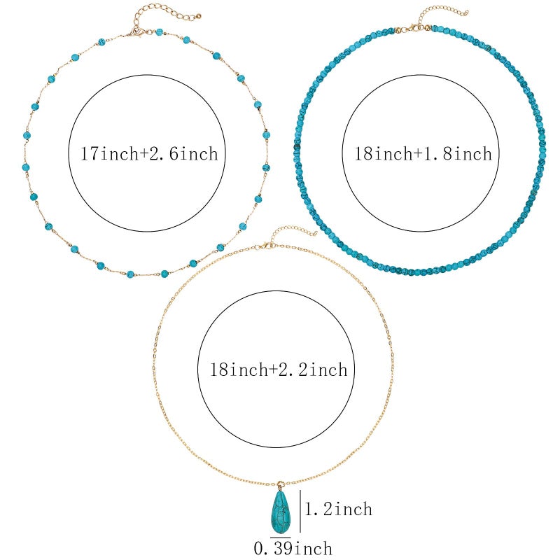 NEWITIN Turquoise Necklace for Women 14K Gold Plated Gemstone Beaded Choker Necklaces Boho Turquoise Necklaces Western Necklace for Women - Image 2