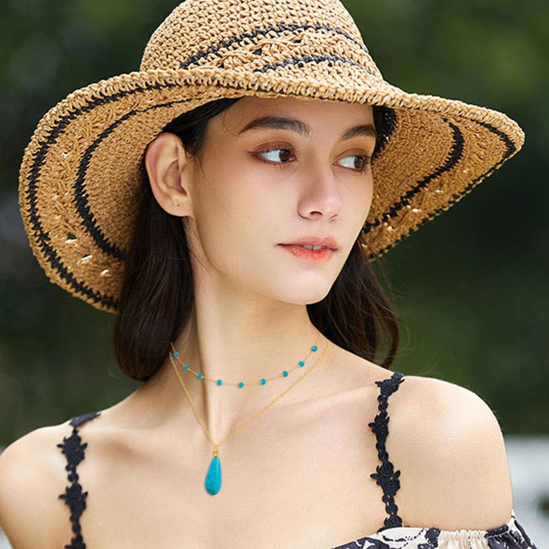 NEWITIN Turquoise Necklace for Women 14K Gold Plated Gemstone Beaded Choker Necklaces Boho Turquoise Necklaces Western Necklace for Women - Image 5