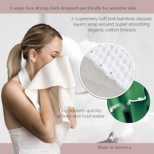 Ornadi Organic Cotton Bamboo Viscose Face Towel Luxury Care for Sensitive Skin & Natural Hair Drying Made in USA Ultra Soft Absorbent Eco Travel 15 X 35 - Image 3