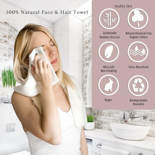 Ornadi Organic Cotton Bamboo Viscose Face Towel Luxury Care for Sensitive Skin & Natural Hair Drying Made in USA Ultra Soft Absorbent Eco Travel 15 X 35 - Image 2