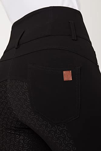 HORZE Women's Tara Full Seat Silicone Grip Breeches | Stretchable, High Waist with 4 Pockets - Black - 24 - Image 5