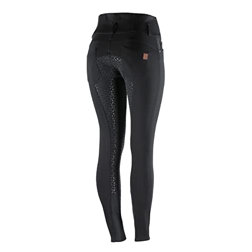 HORZE Women's Tara Full Seat Silicone Grip Breeches | Stretchable, High Waist with 4 Pockets - Black - 24 - Image 3