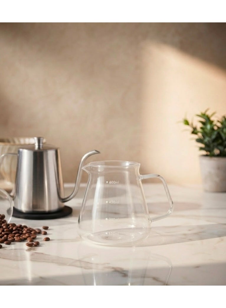 طقم V60 لتحضير القهوة المختصة يدويًا 12 قطعة مع مطحنة يدوية وإبريق رقبة إوزة وميزان رقمي وسيرفر زجاجي - Image 4