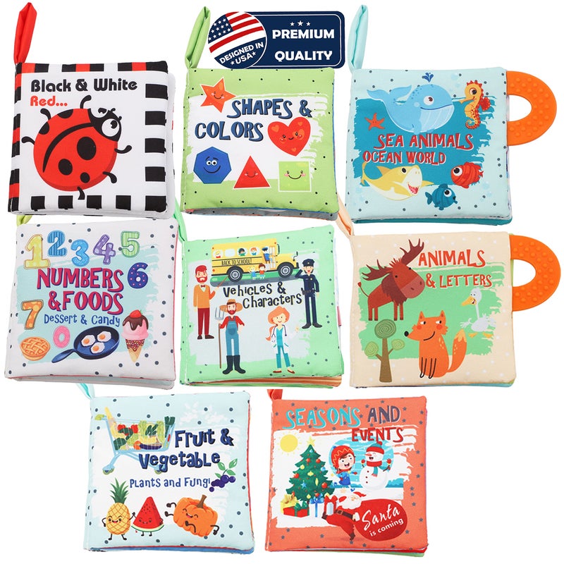 Bebe Mondo Baby Books Toys Gifts, Touch and Feel Cloth Crinkle Books for Babies,Infant Toddler Baby 0-3-6-12-18 Months,Early Learning Toys 6 to 12 Months 1-2 Years Old, Easter Shower Gift for Boys Girls,8 PCS - Image 1