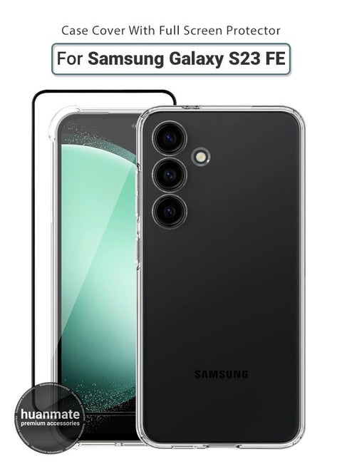 2 in 1 Samsung Galaxy S23 FE Protection Pack - Ultra Clear Shockproof Case & Edge-to-Edge Screen Protector, 360 Degree Protection, Back Cover & Screen Protector for Samsung Galaxy S23 FE