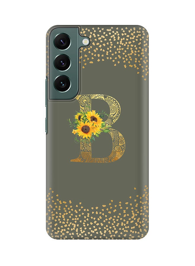 Stylizedd Monogram Slim Cover for Samsung Galaxy S22+ 5G Case Custom Initials Letter Floral Pattern Snap Series Mobile Cover Matte Alphabet  - B (Olive Green) - Image 1