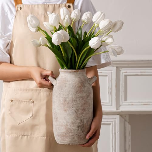 Vanselia Large Flower Vase Home Decor - Tall Ceramic Farmhouse Rustic Table Vases with Handle Living Room Decoration Decorative Modern Pottery for Floor Kitchen Shelf Coffee Dining Desk Fireplace (12" Retro) - Image 5